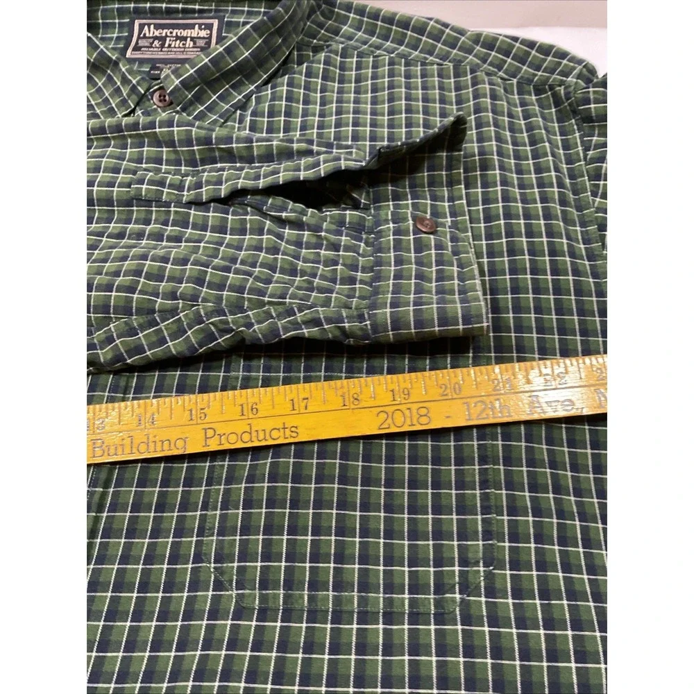 Vintage Abercrombie Fitch Shirt Adult XL Green Check Cotton Long‎ Sleeve G11
